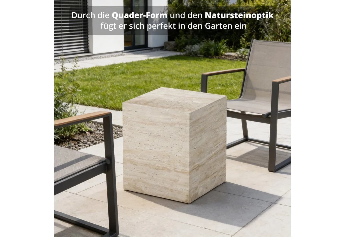KHG Beistelltisch Garten Beton-Optik Magnesiumoxid wetterfest