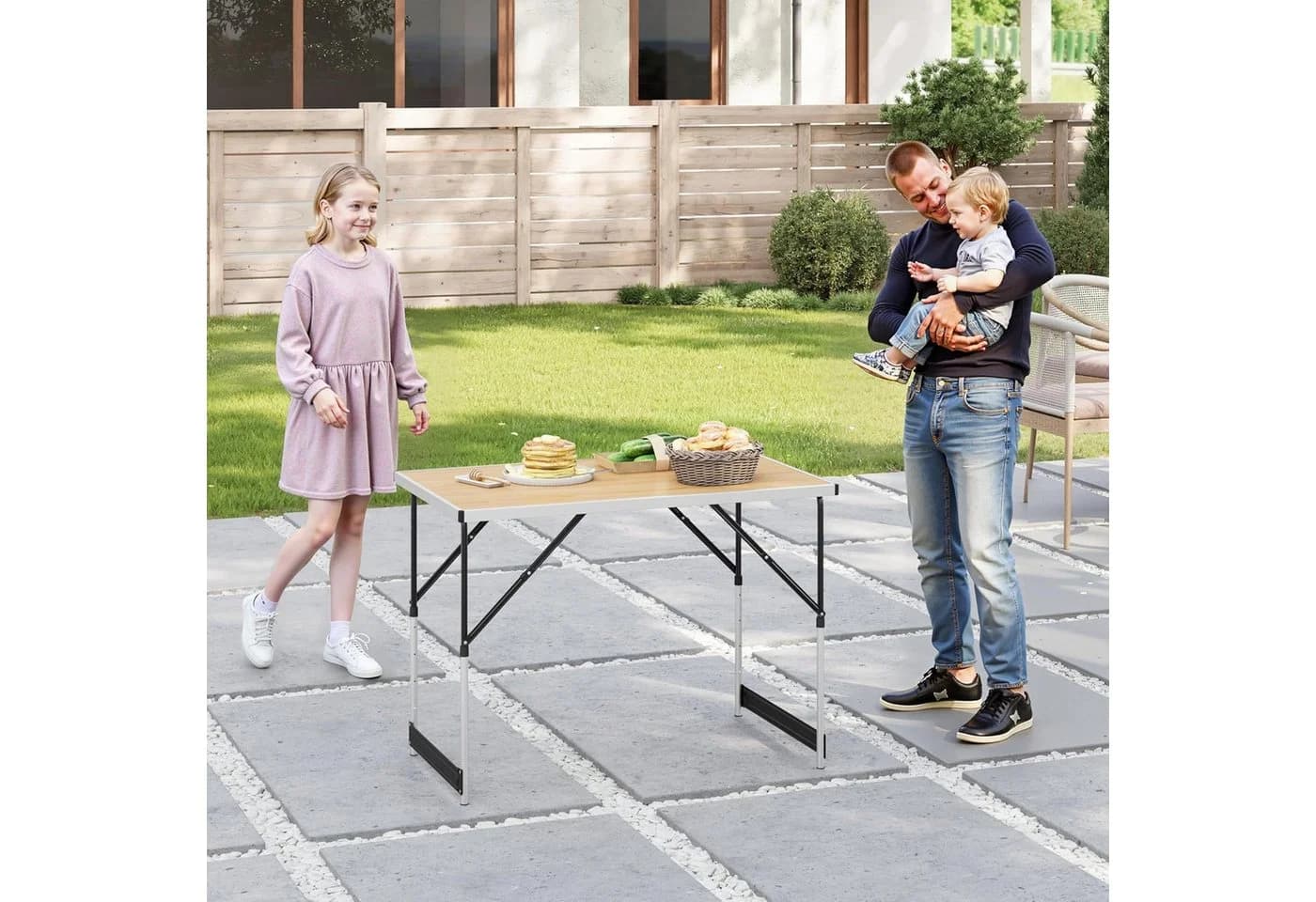 Woltu Campingtisch höhenverstellbar Braun Aluminium
