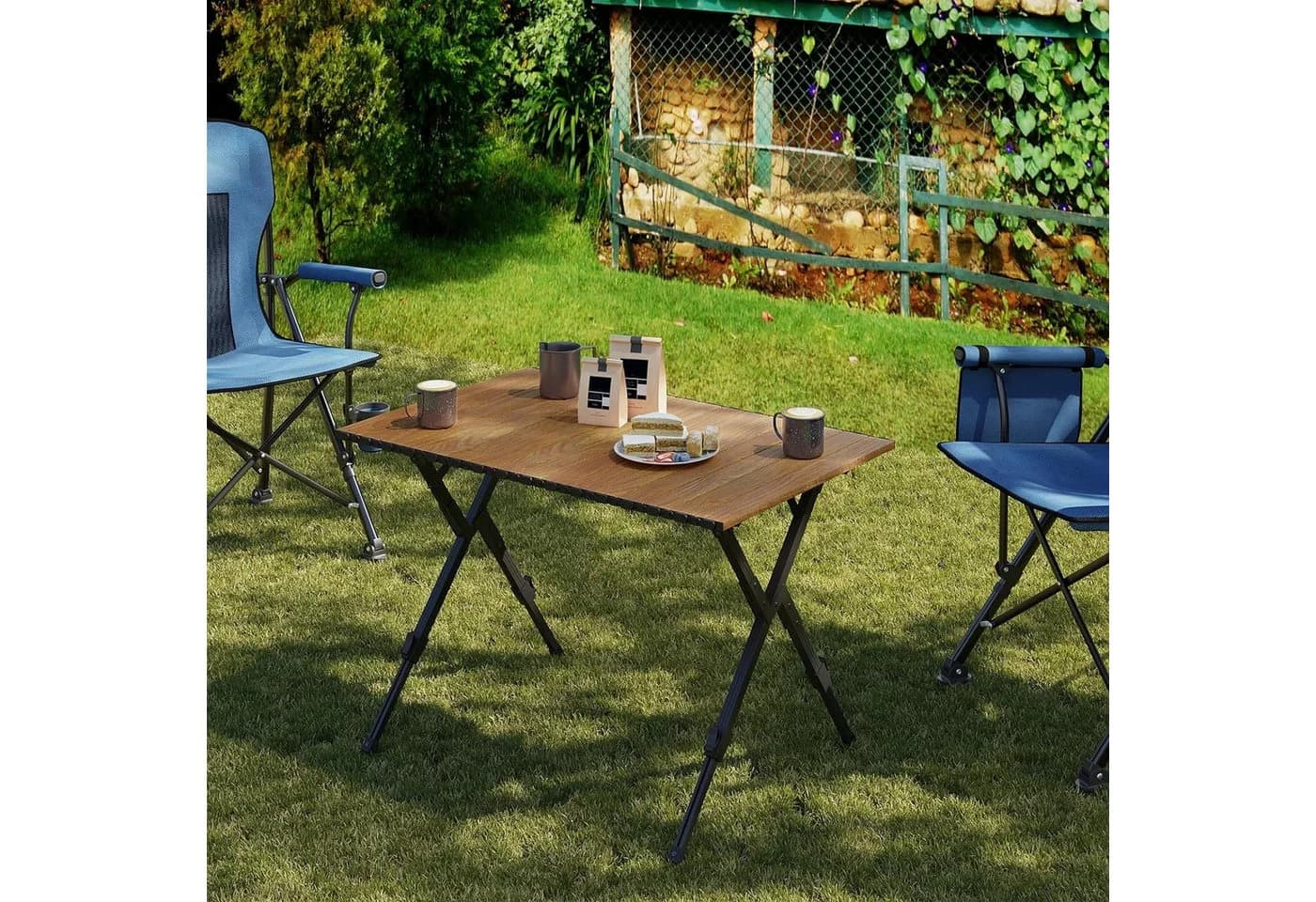Woltu Campingtisch Alu Klapptisch Holzoptik