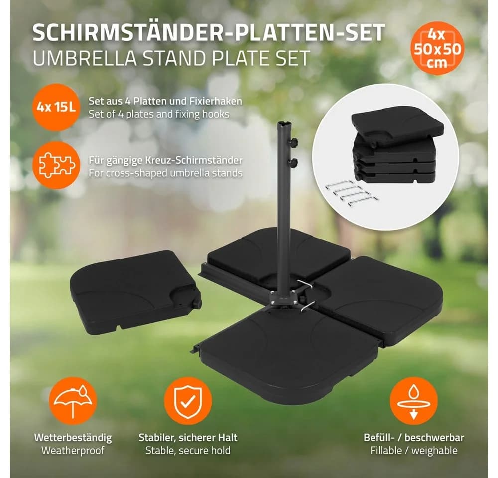 ML-DESIGN Schirmständer-Platte 4-teilig Schwarz befüllbar
