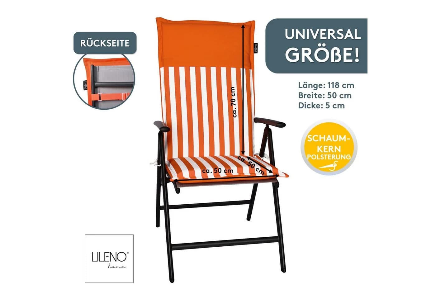 LILENO HOME Hochlehnerauflage Gartenstuhl Auflage Coralle
