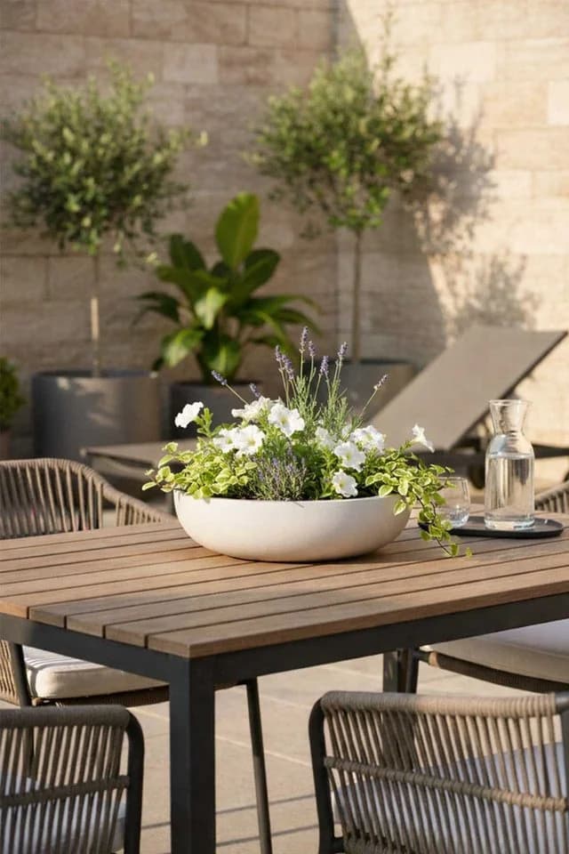 VIVANNO Pflanzschale Fiberglas PLANA Beige Matt