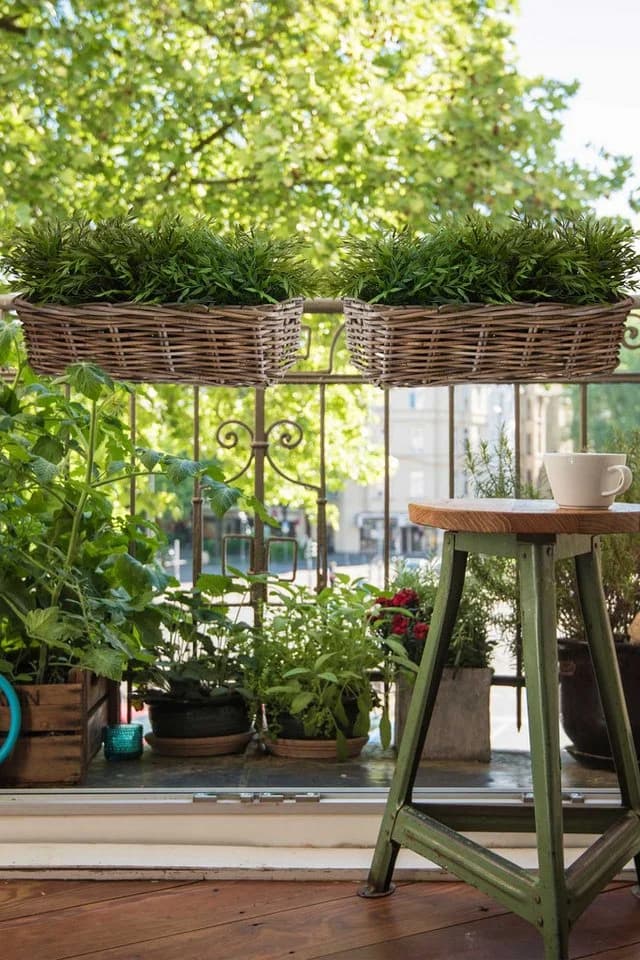 VIVANNO Balkonkasten Rattan SACADA Natur Geflochten