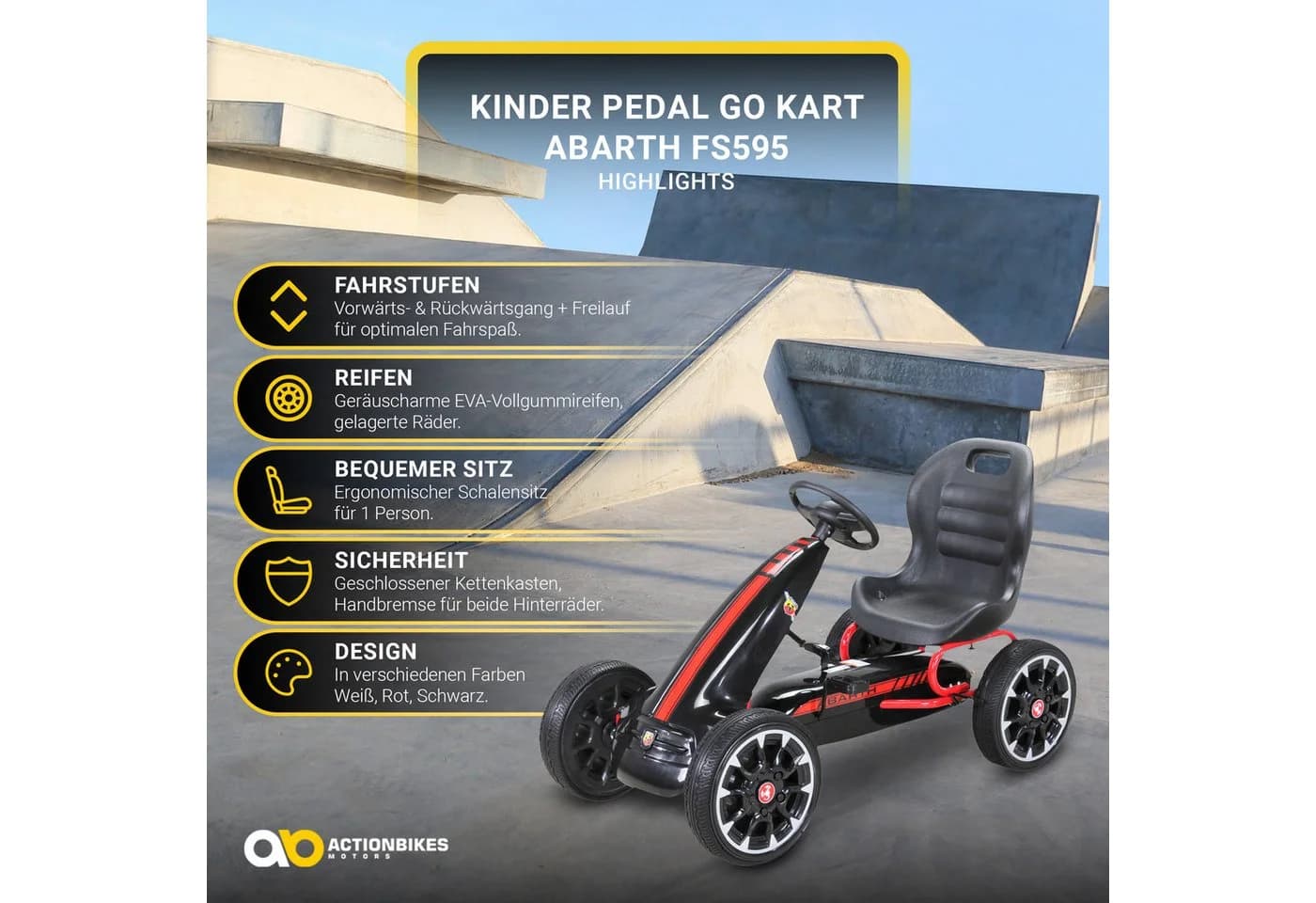 Actionbikes Motors Go-Kart Kinder Pedal Go Kart Abarth FS595