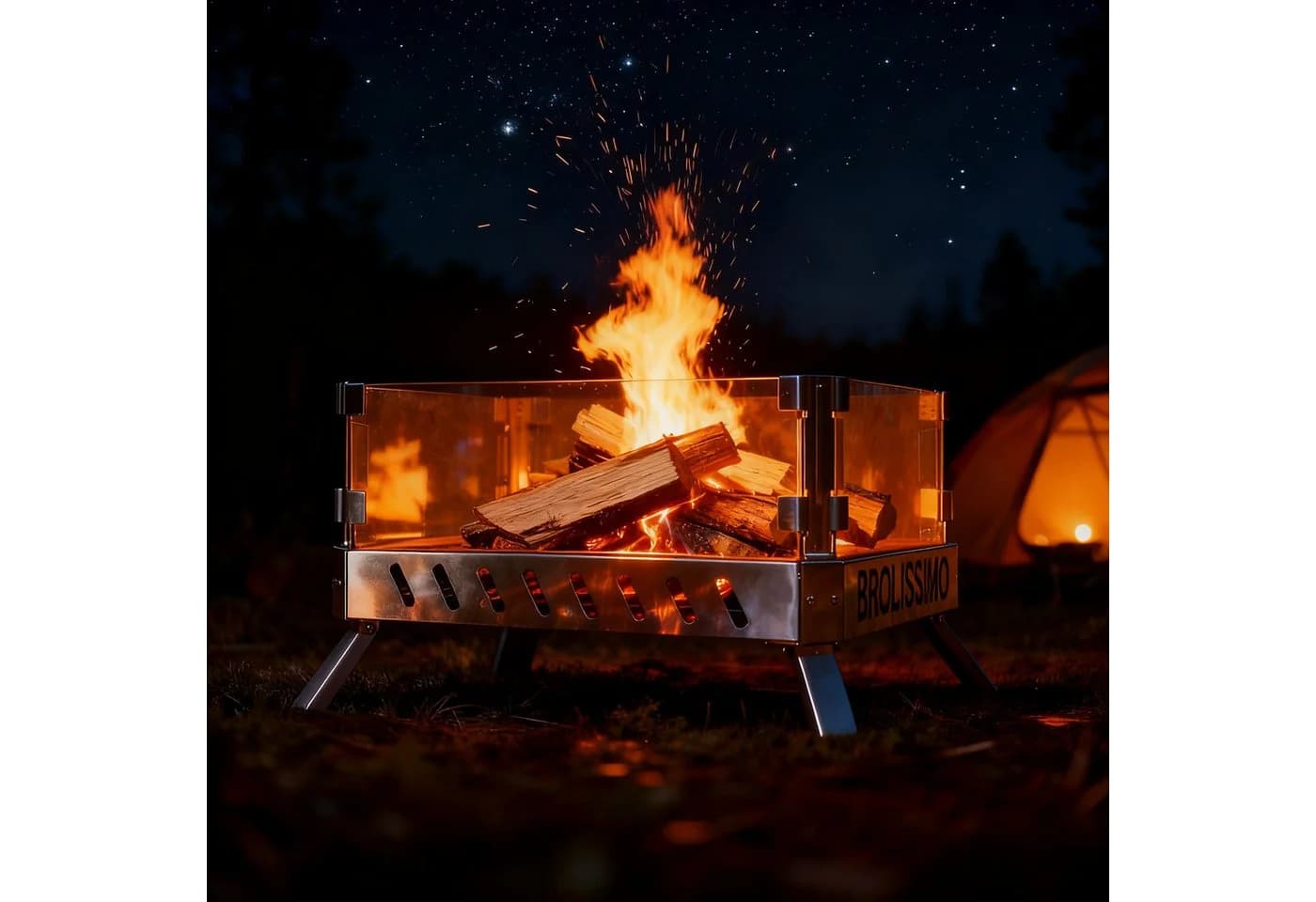 CCLIFE Feuerschale mit Glaskeramik klappbar für Outdoor Camping