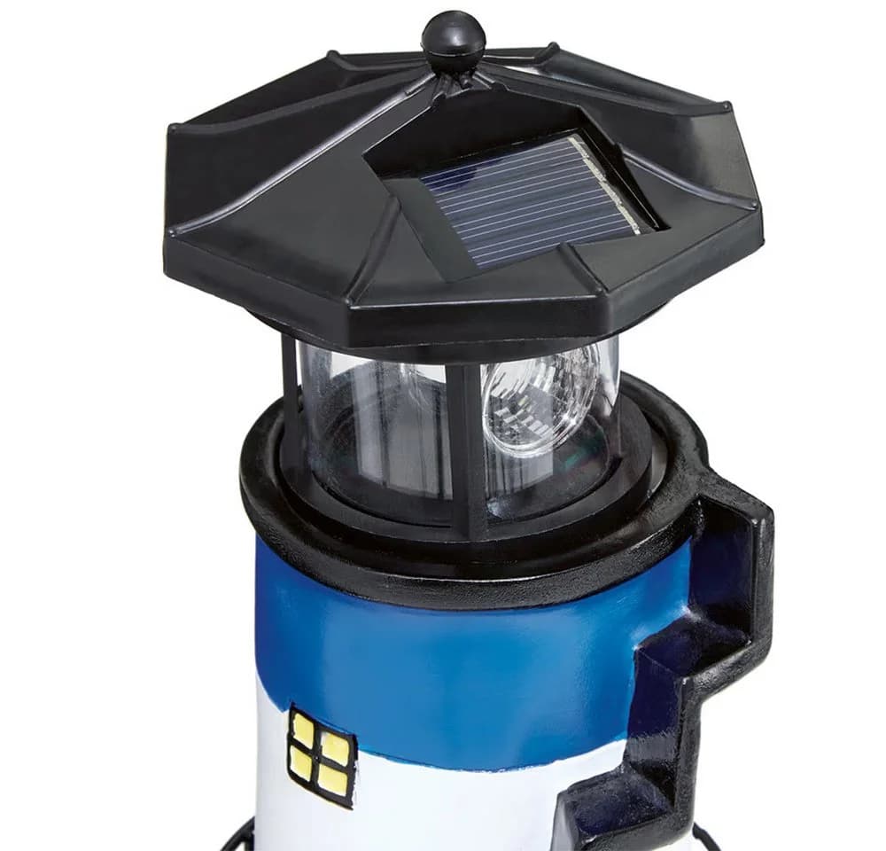 HSV Leuchtturm Treppe LED Solar Gartenfigur Bunt