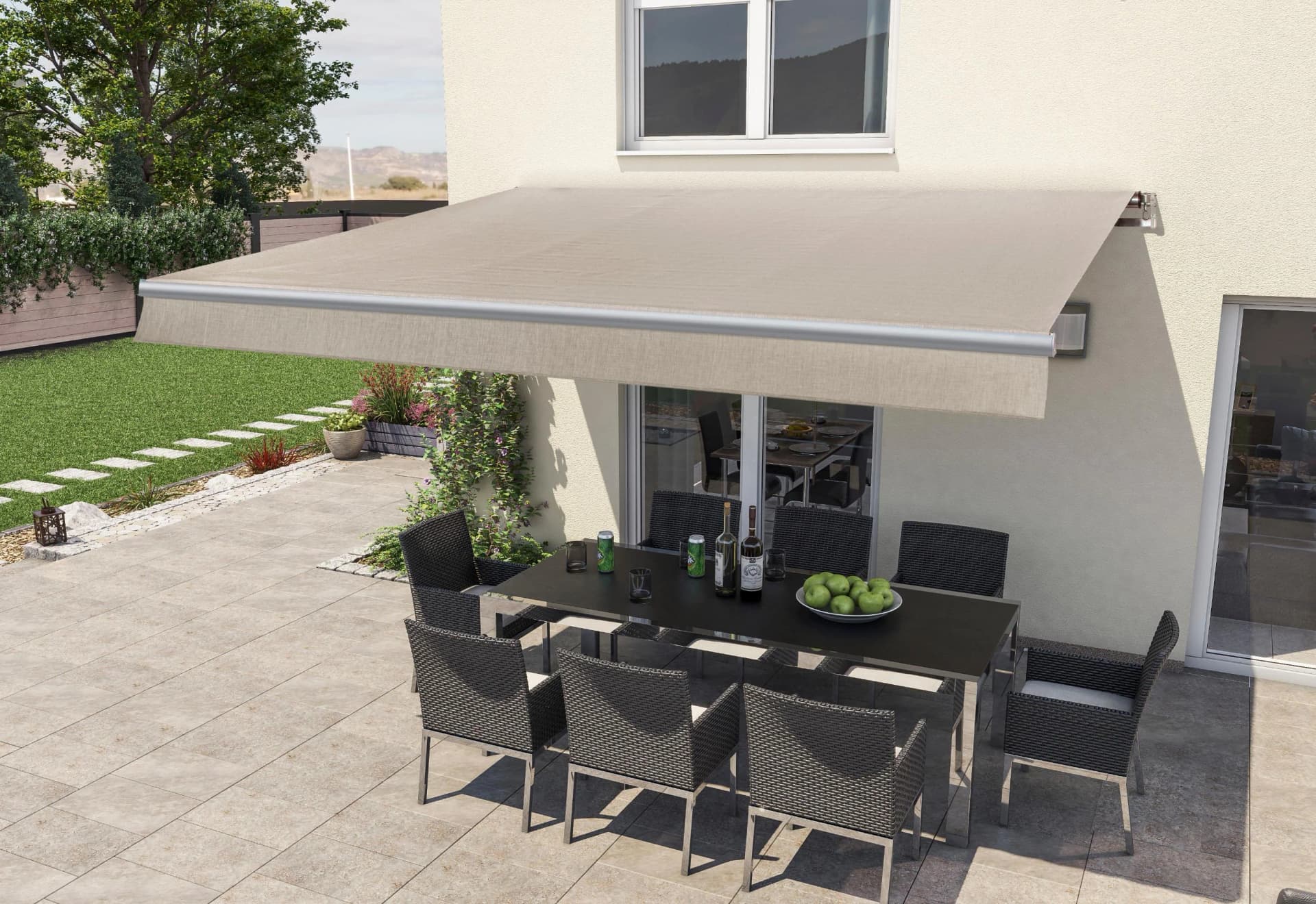 Gelenkarmmarkise WISMAR Berlin Beige Solar-Motor