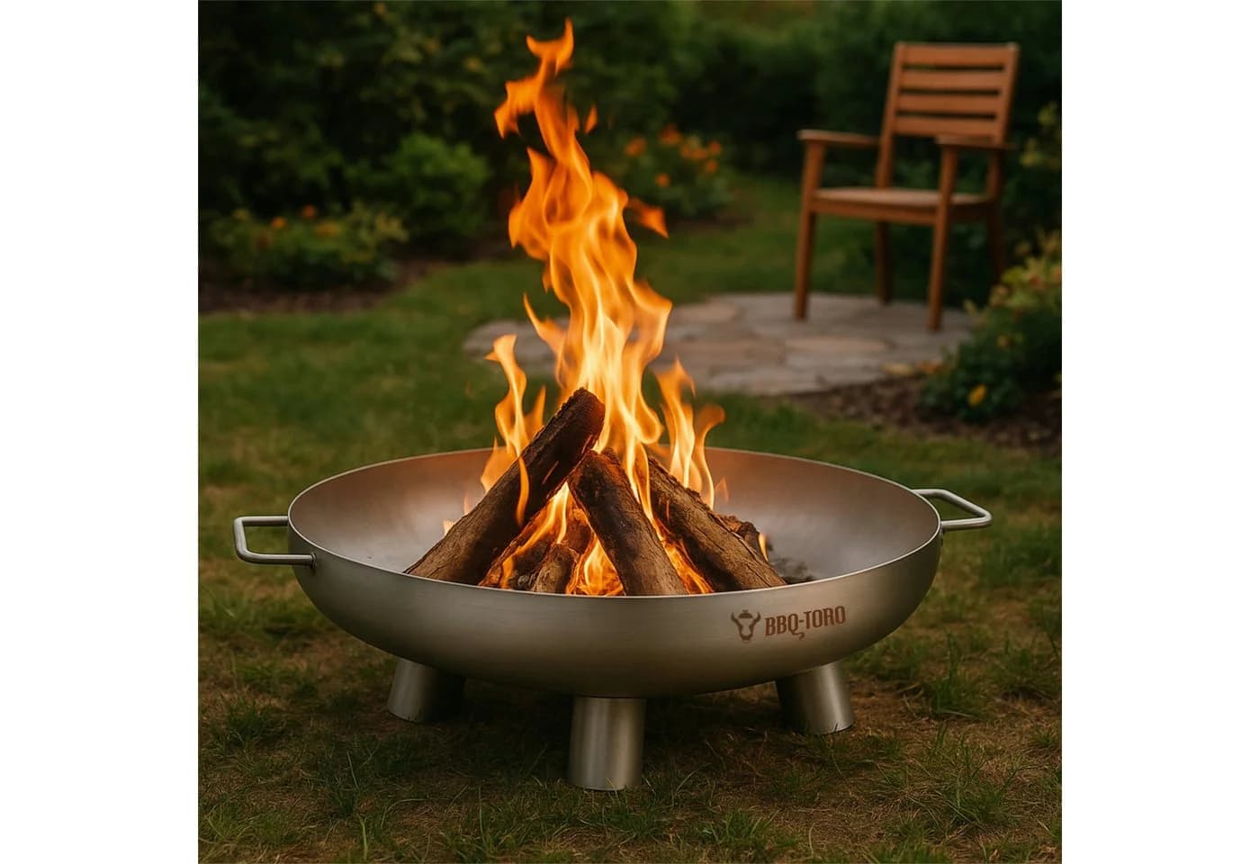 BBQ-Toro Feuerschale Edelstahl Ø 70 cm Silber Outdoor Feuerstelle