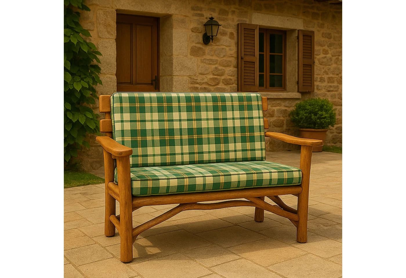 TPFGarden Bankauflage BROCKTON Grün/Beige Kariert