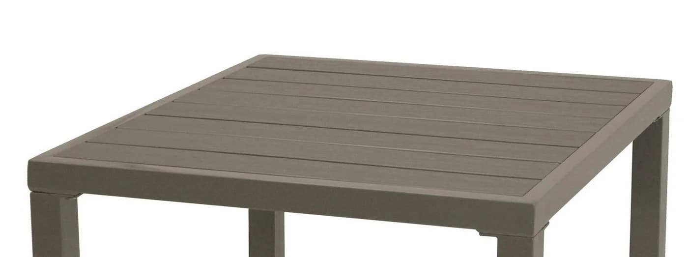 TPFGarden Gartentisch CORBY Grau Silber Stahl Kunstholz Bistrotisch