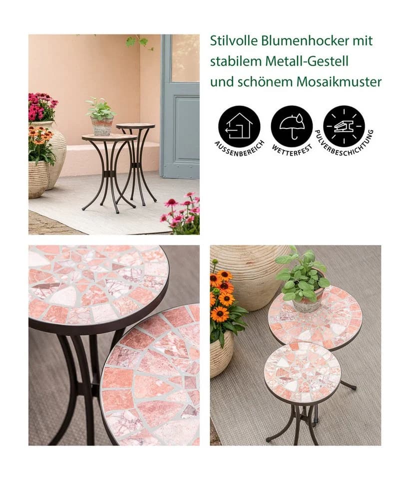 Dehner Blumenständer Mosaik Blumenhocker Chiara Terra-Rosé