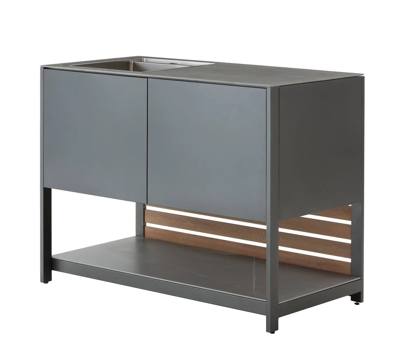 Dehner Outdoor-Küche Loop Spülschrank mit Steinplatte und Edelstahlspüle