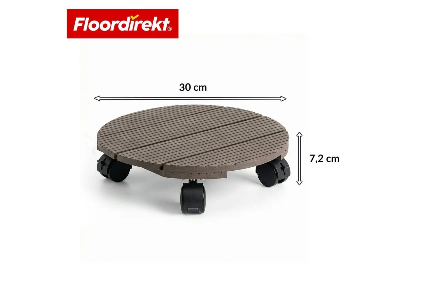 Floordirekt Pflanzenroller Countess WPC rund braun mit Bremse