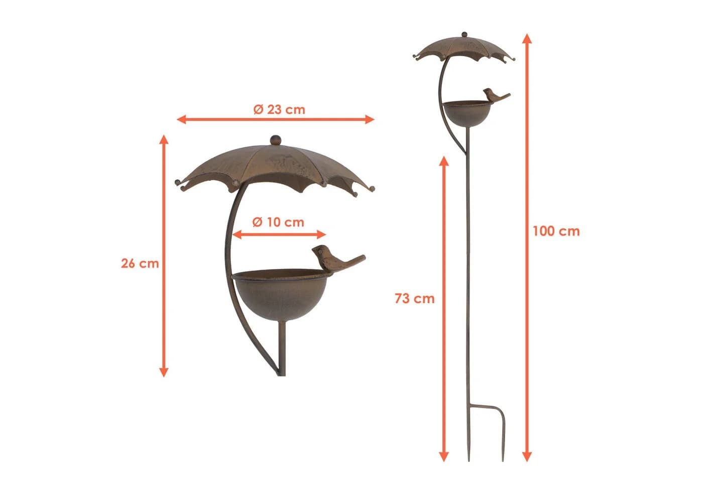 Spetebo Gartenstecker Metall Vogelfutter Station Rost Optik