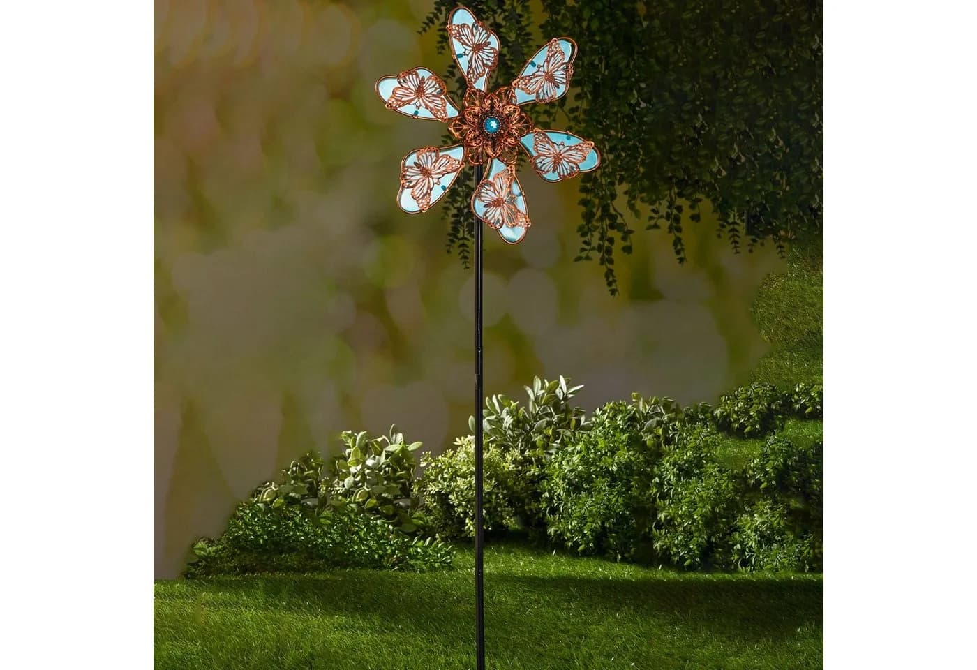 Spetebo Deko-Windrad Metall Windblume phosphoreszierend