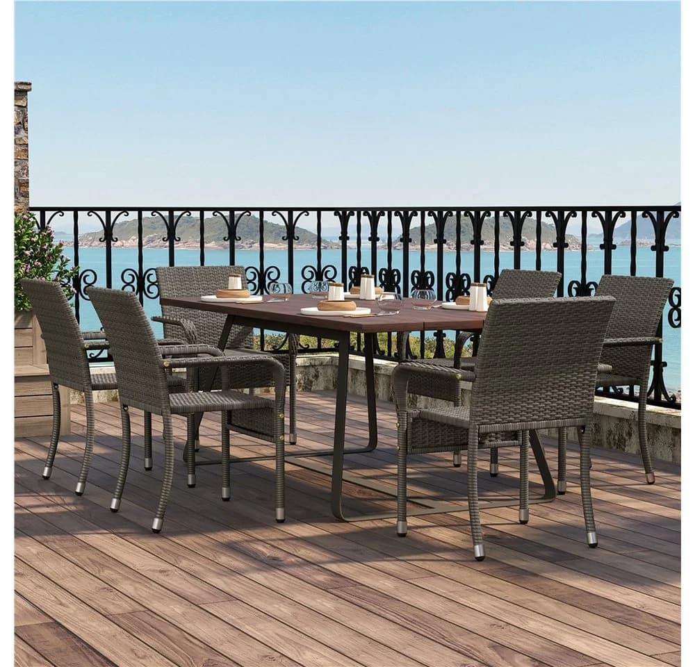 Yaheetech Gartenstuhl 2er-Set Rattan-Optik Metallbeine