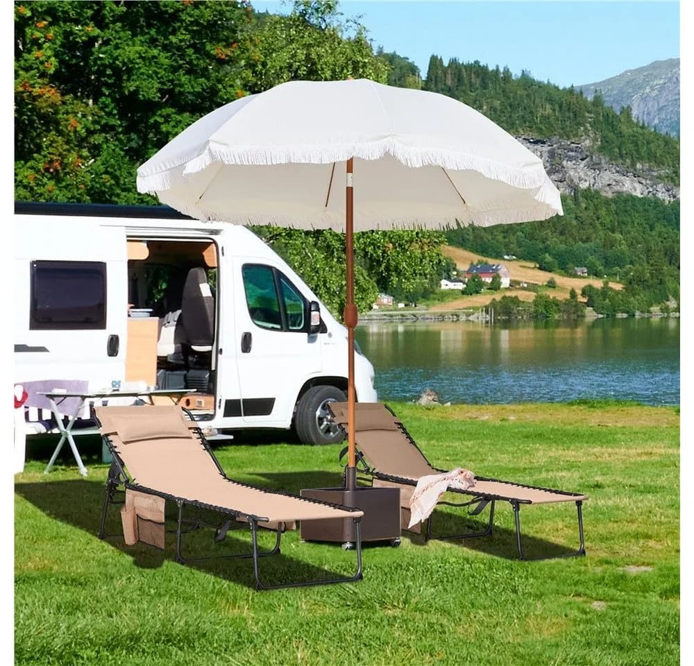 Yaheetech Klappbett Feldbett Beige 5-stufig verstellbar
