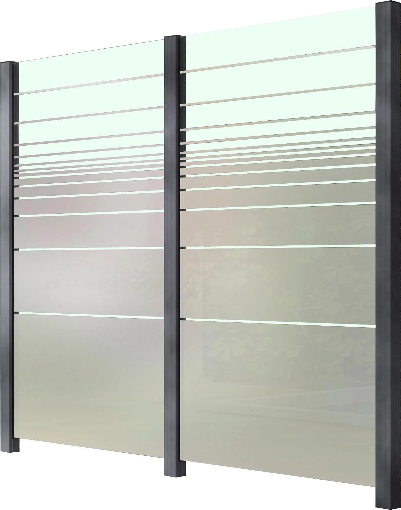 Zaun STAKET PRO Grau Aluminium Glaszaun 2,29 m 3 Pfosten
