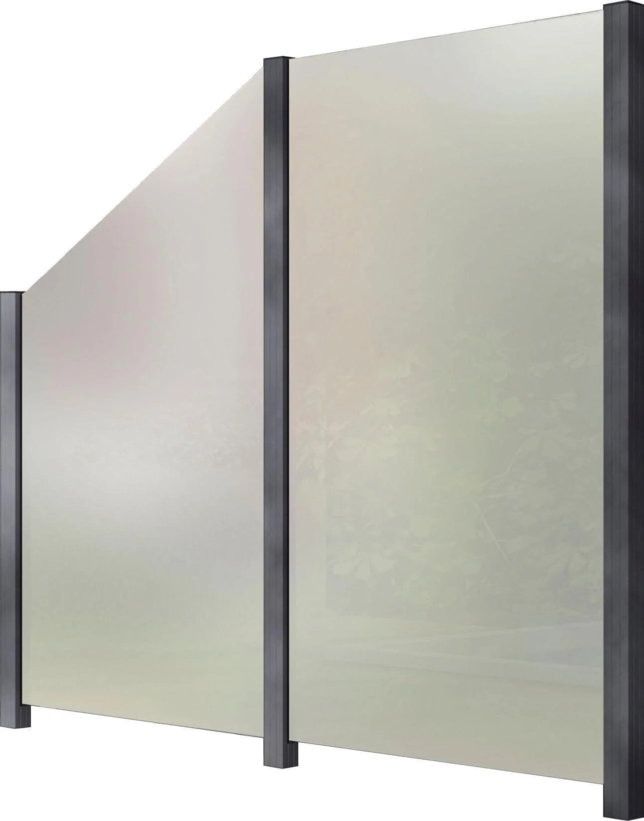 Glaszaun STAKET PRO Grau Aluminium mit 3 Pfosten und 2 Glaselementen
