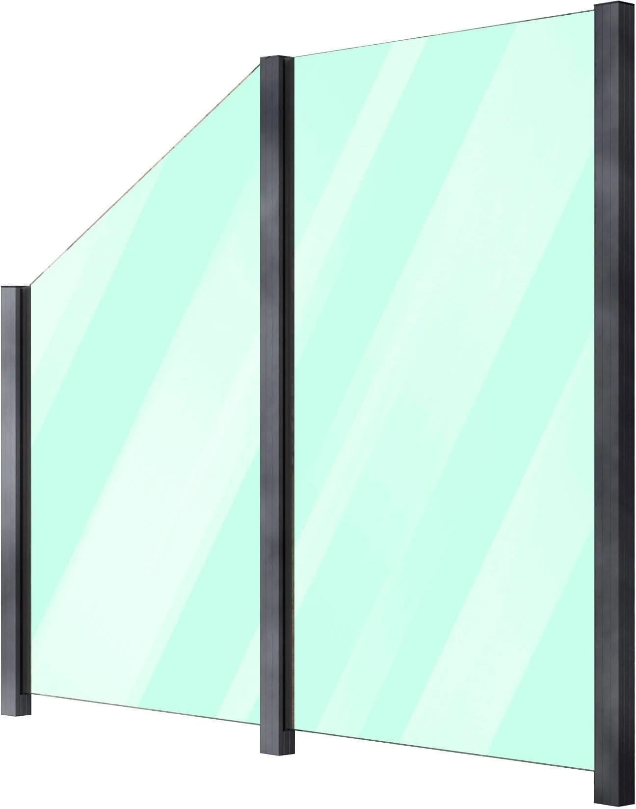 Zaun STAKET PRO Grau Aluminium Glas Zaun