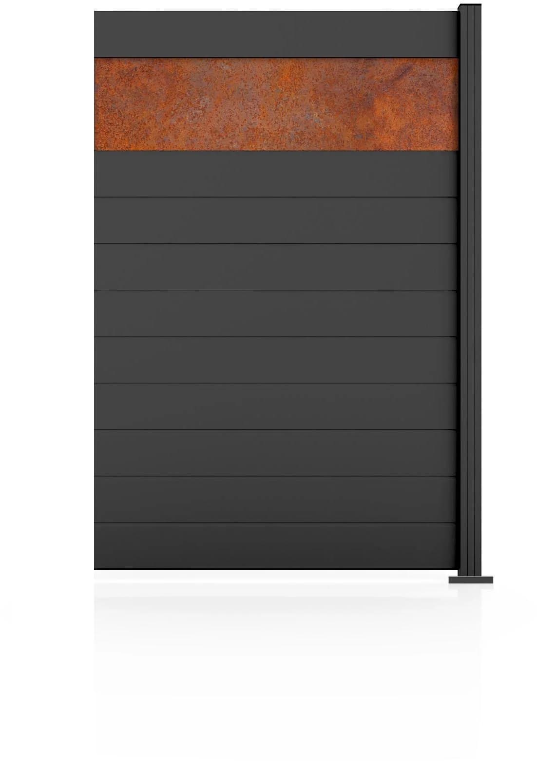 Gartenzaun STAKET PRO Anbauzaun Anthrazit Struktur Aluminium Glas