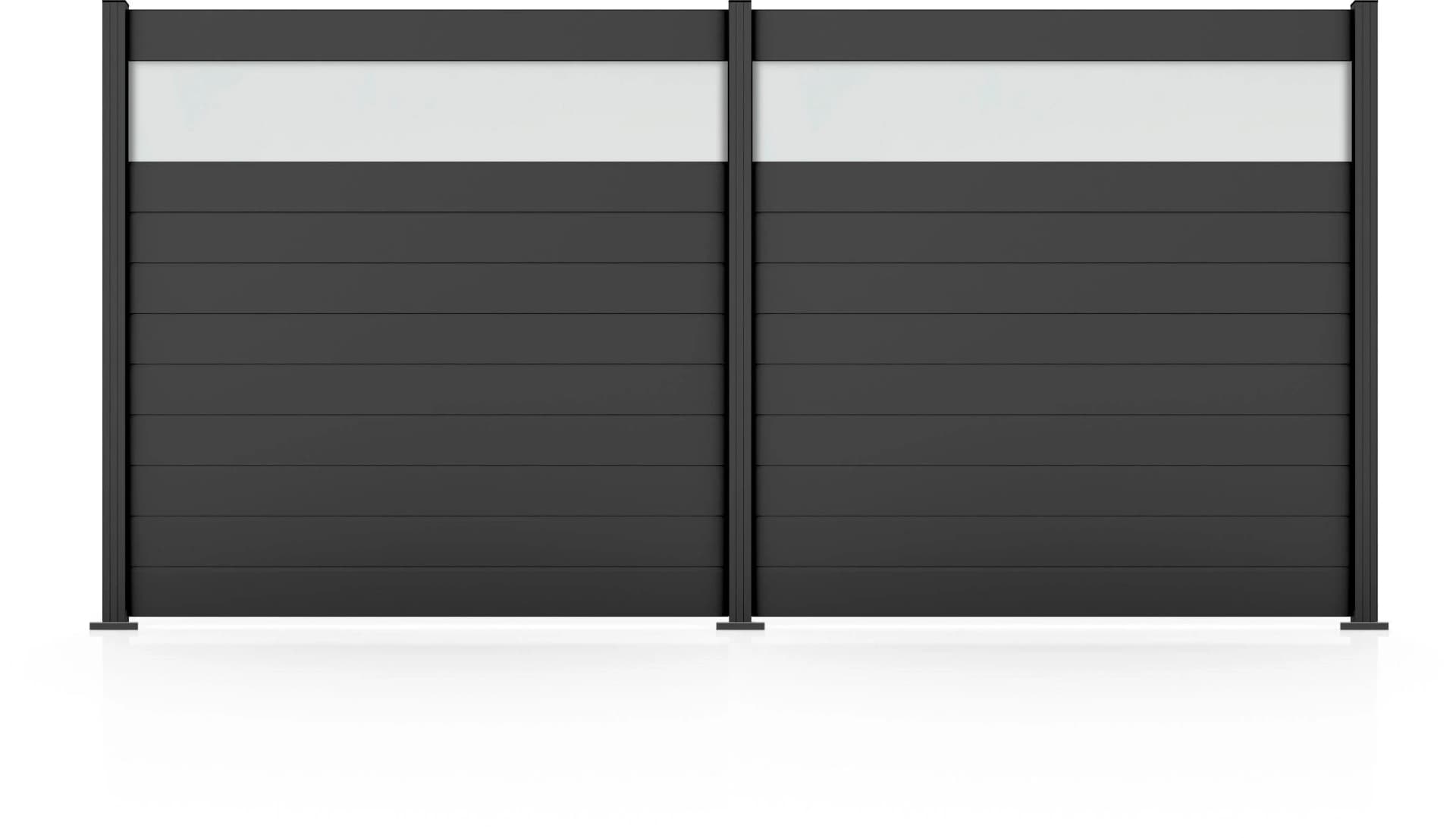 Gartenzaun STAKET PRO Komplettzaun Paneel 150 Anthrazit Struktur Aluminium Glas