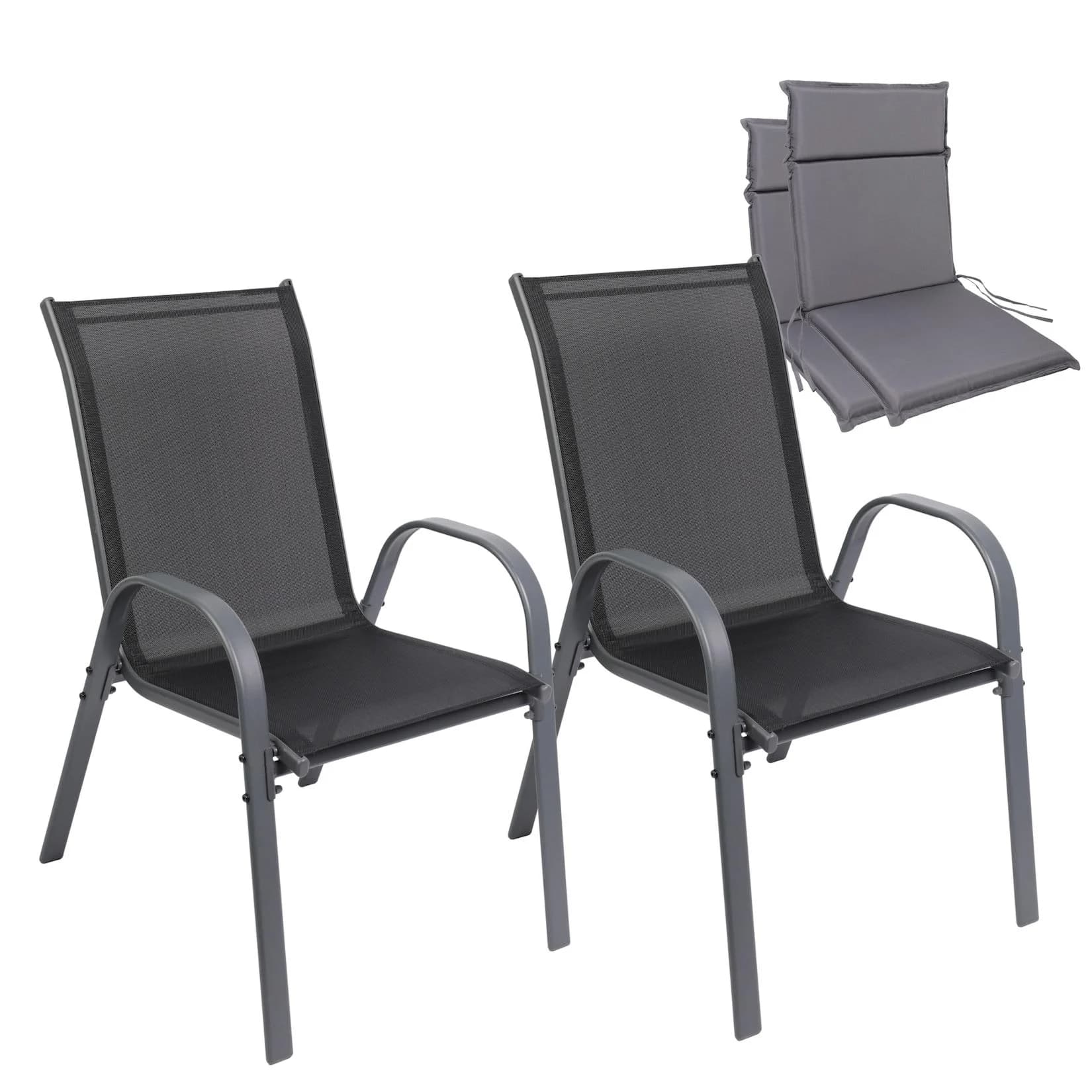 Albatros Gartenstühle 2er Set Kuba mit Sitzauflage – Gartenstühle Stapelbar mit robustem Metallgestell und hoher Belastbarkeit
