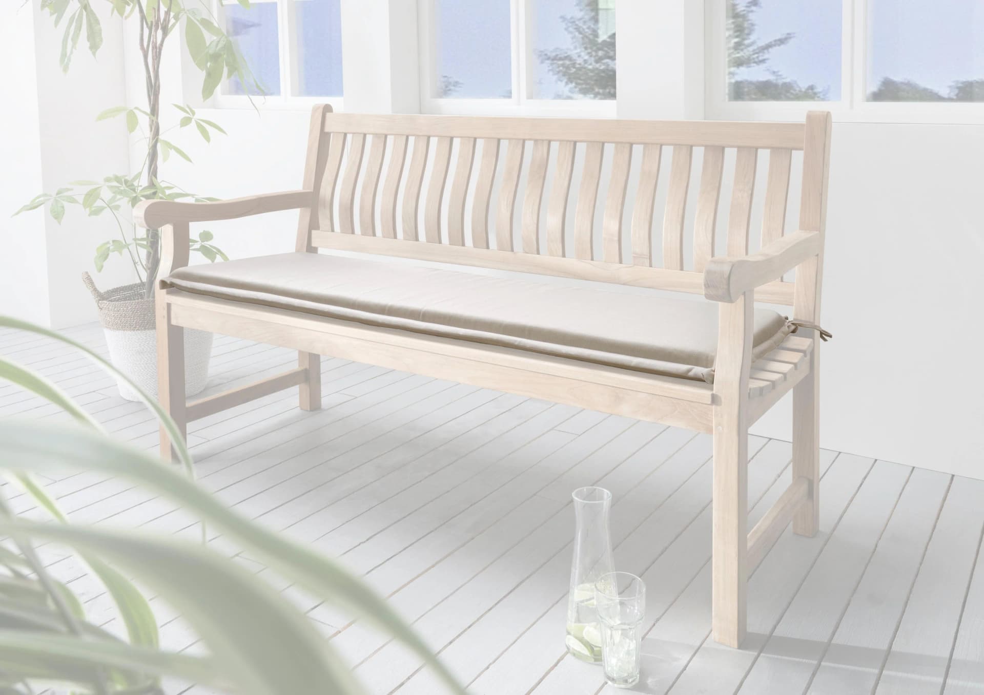 Beige Bankauflage aus Polyester, Schaumstoff und Polyurethan