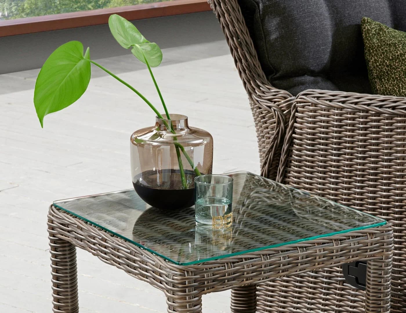 Destiny Beistelltisch MERANO Grau Aluminium Polyrattan