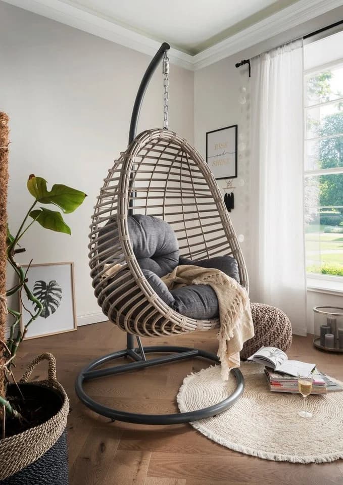 Hängesessel DESTINY COCO SUNRISE Grau mit Gestell und Auflagen