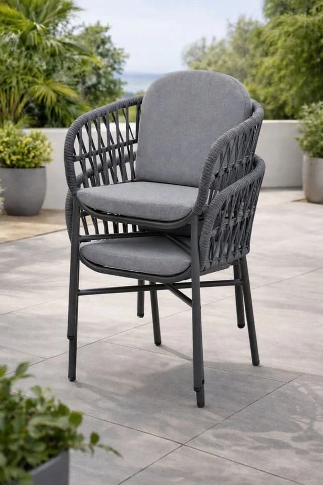 Destiny Gartensessel COMO 2er Set stapelbar anthrazit grau