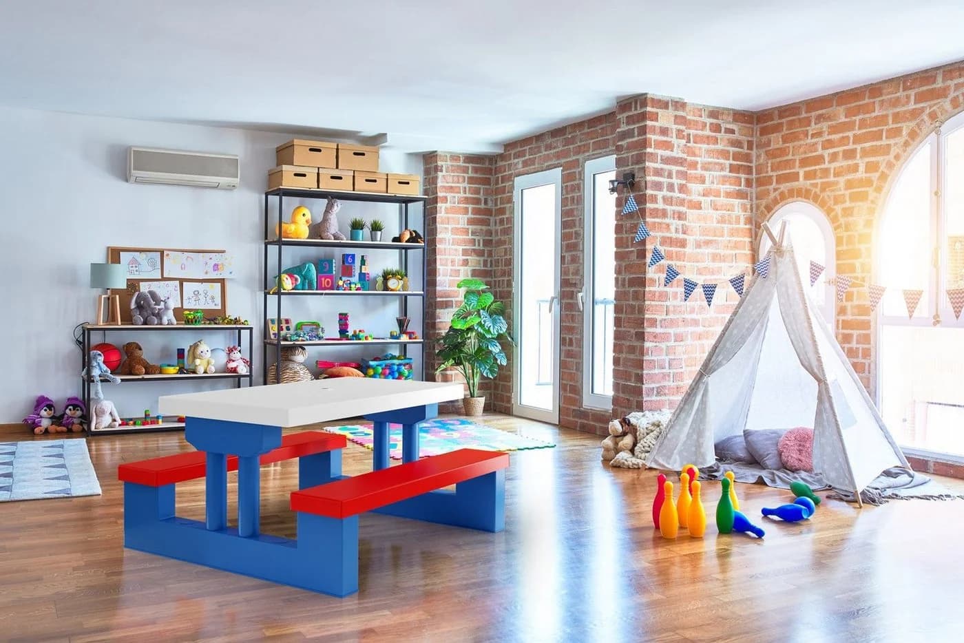 Deuba Kindersitzgruppe mit Sonnenschirm UV Schutz Tisch Bänke