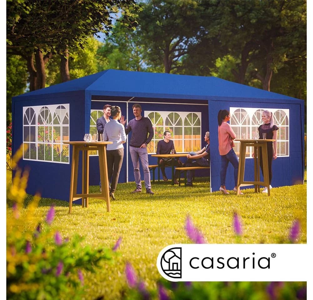 Casaria Partyzelt Rimini Blau 18m² UV-Schutz Wasserabweisend