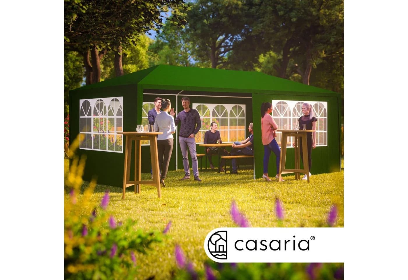 Casaria Partyzelt Rimini Grün 18m² UV-Schutz Wasserabweisend