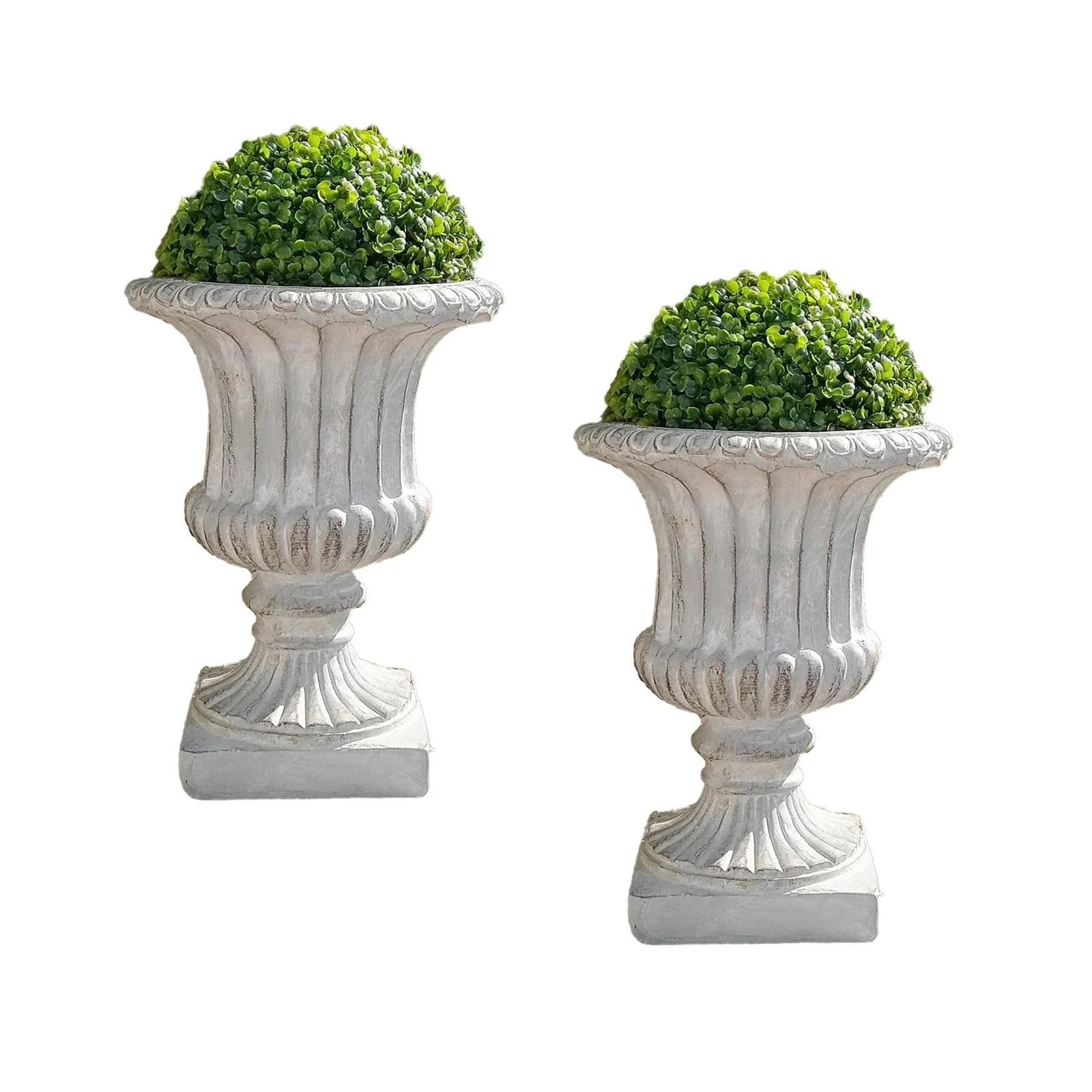HTI-Line Pflanzkübel 2er-Set Athene mit Buchsbaumkugel Polyresin