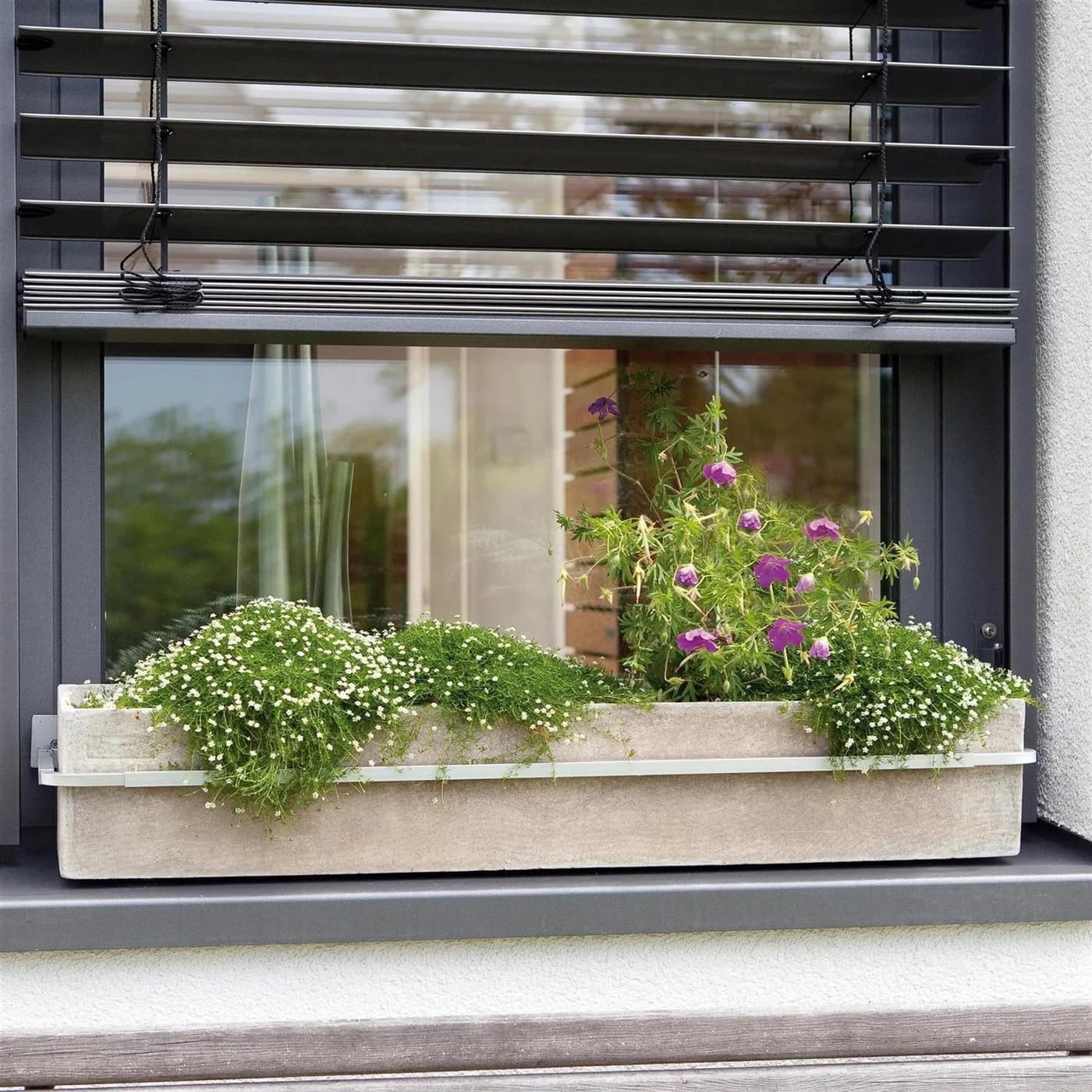 matrasa Blumenkastenhalter FLORA Silber Aluminium Verstellbar