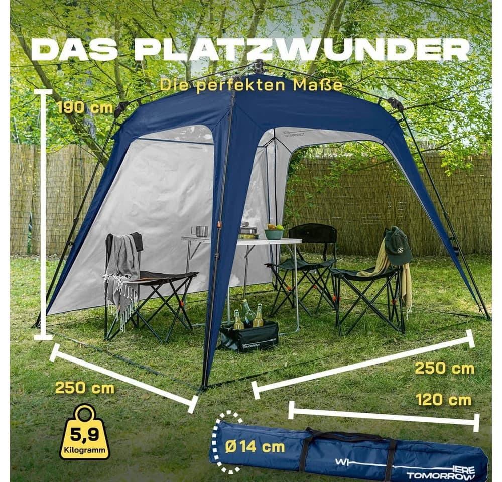 Lumaland Pavillon 2,5x2,5m Blau Pop-up Partyzelt