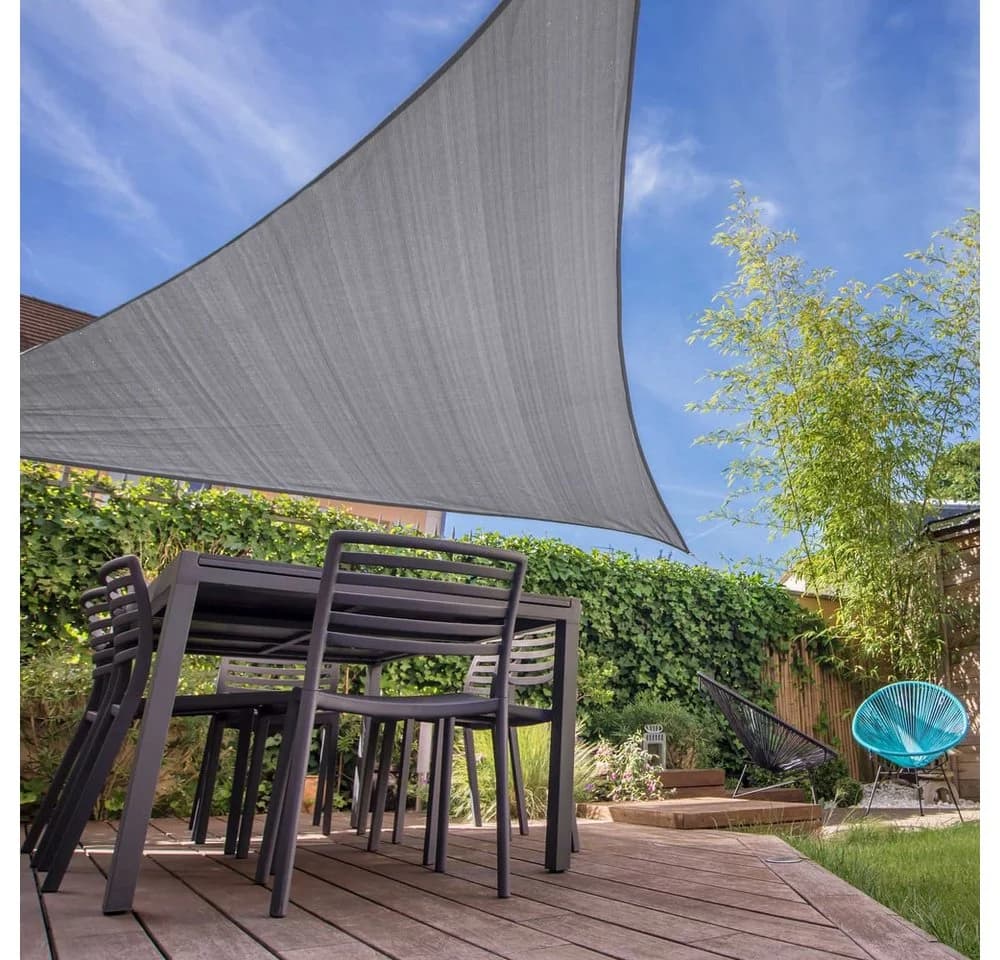 Lumaland Sonnensegel Dreieckig Grau 3x3x3m HDPE UV-Schutz