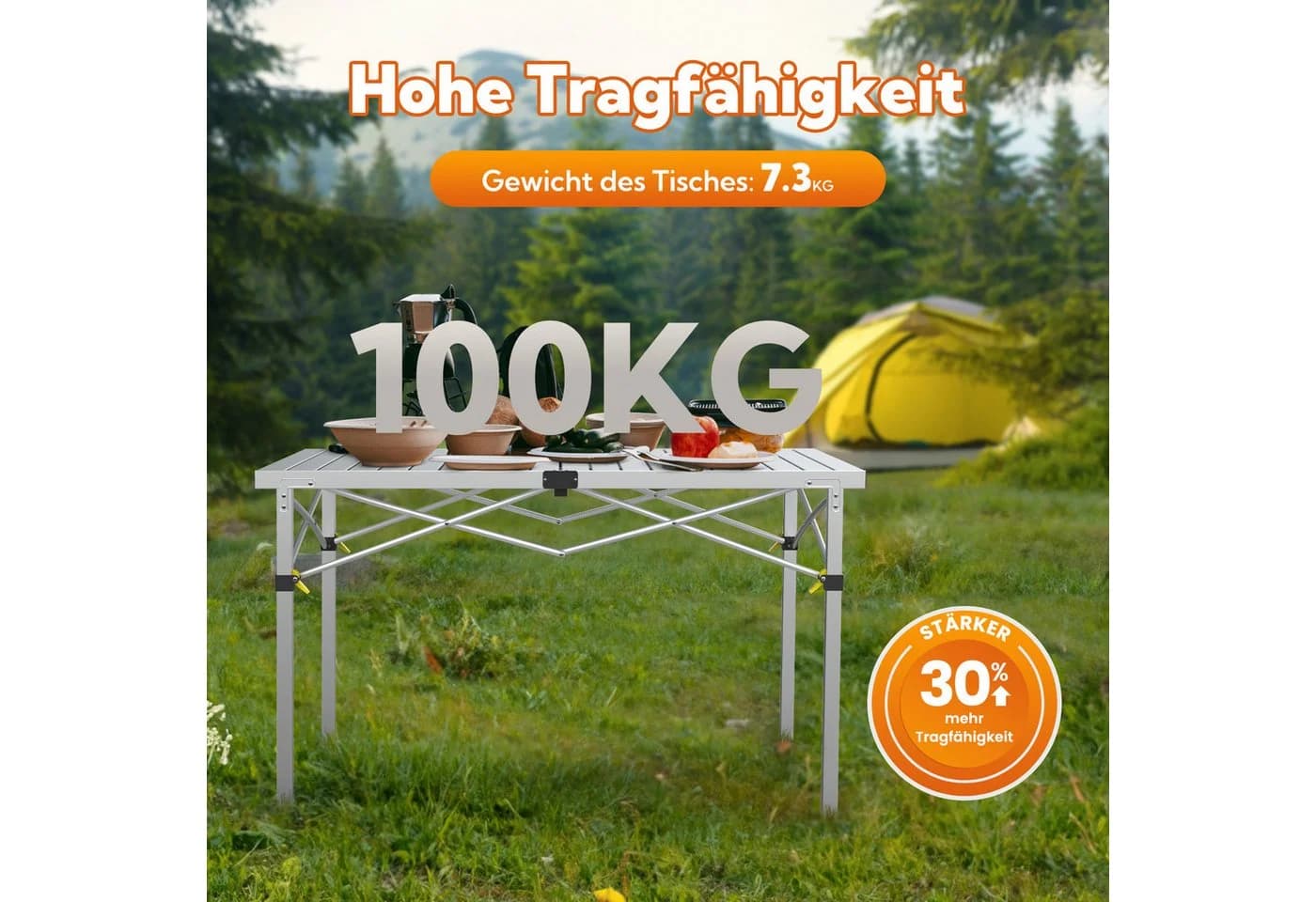 HOMECALL Klapptisch Campingtisch Aluminium Stahl Silber Weiß