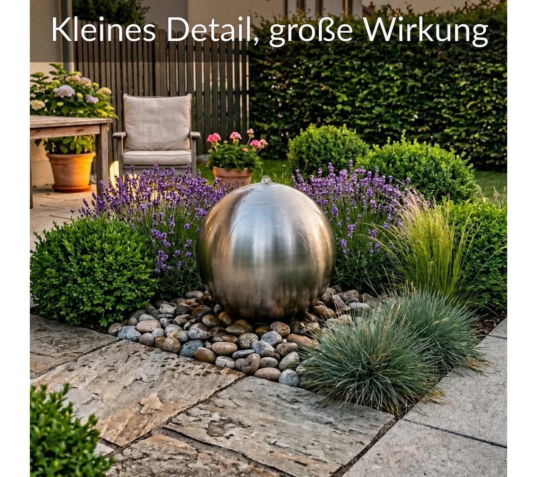 INTERGARDEN Edelstahl-Kugelbrunnen 38 cm Matt Gebürstet