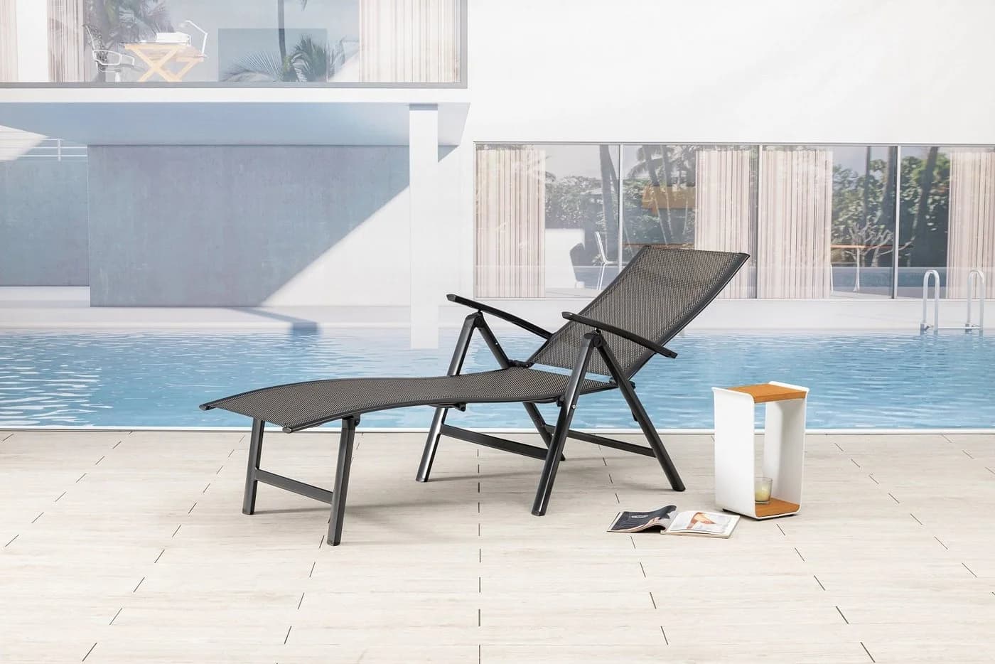 MANDALIKA Garden Gartenliege Nox Anthrazit Mixed-Taupe Klappbar