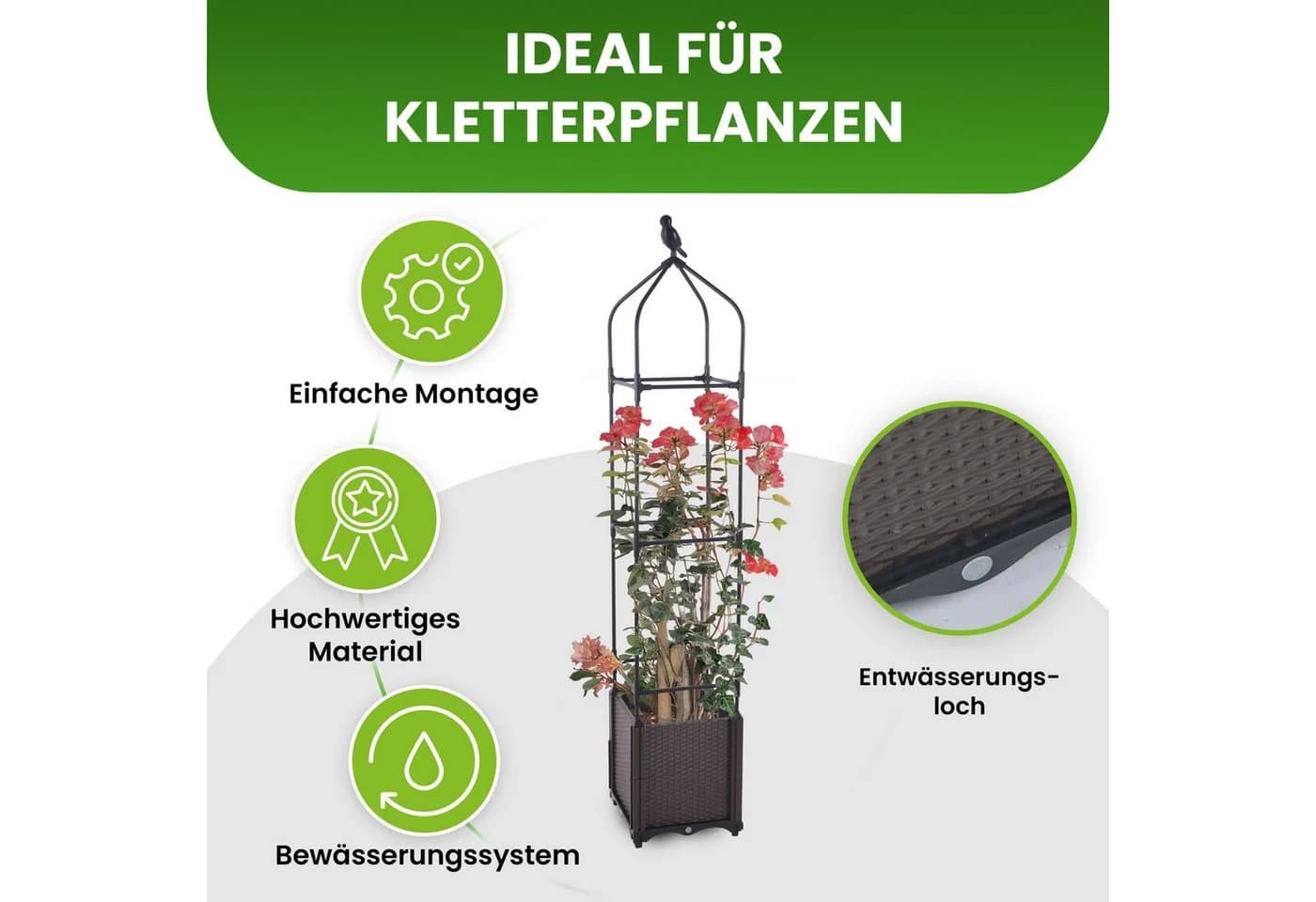 Gartenwelt Riegelsberger Blumenkasten mit Rankhilfe 3 Ebenen