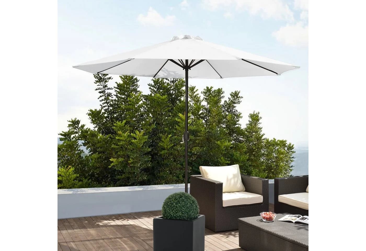 casa.pro Sonnenschirm Budapest Kurbelschirm Weiß 300cm