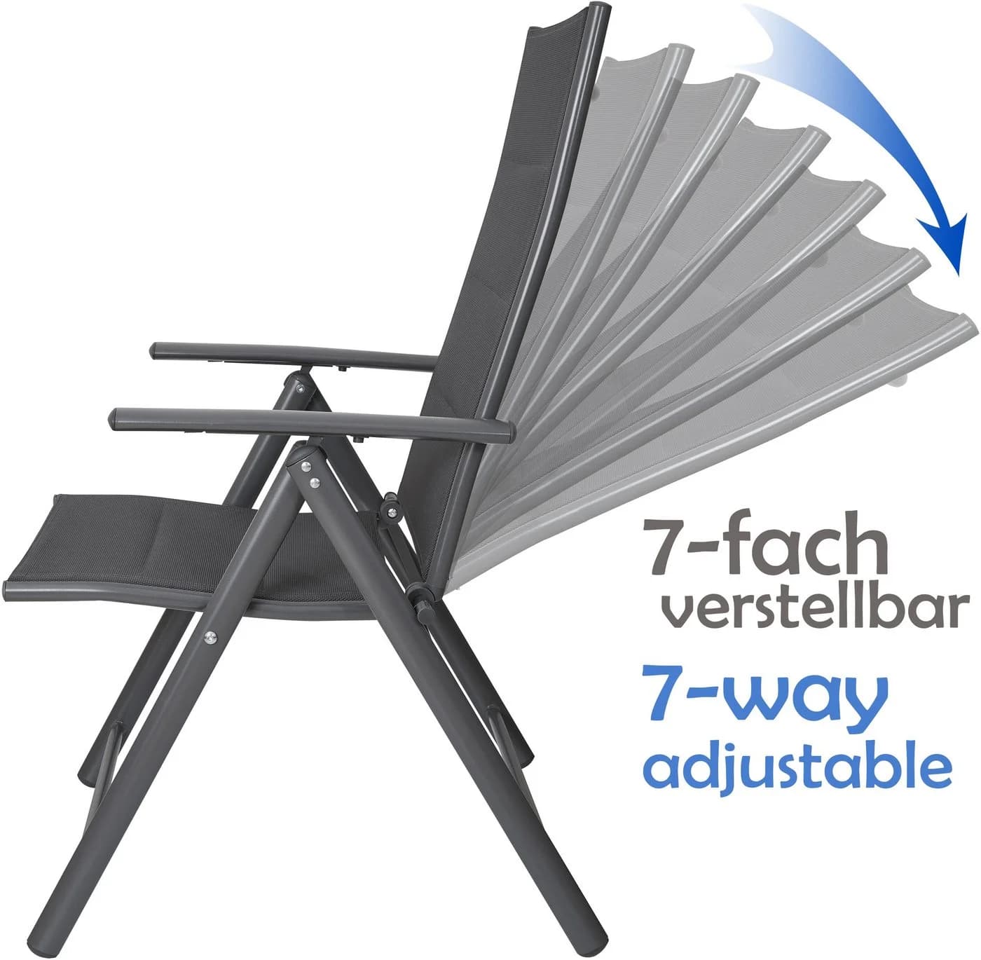 BRUBAKER Riva Gartenstuhl 2er Set Klappbar Verstellbar