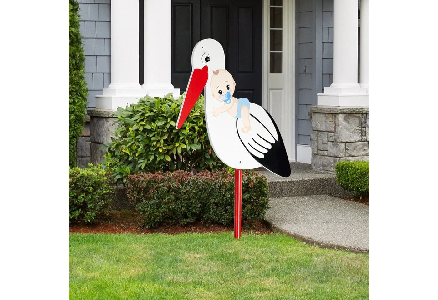 BRUBAKER Baby Girlande Welcome + Großer Storch Holz