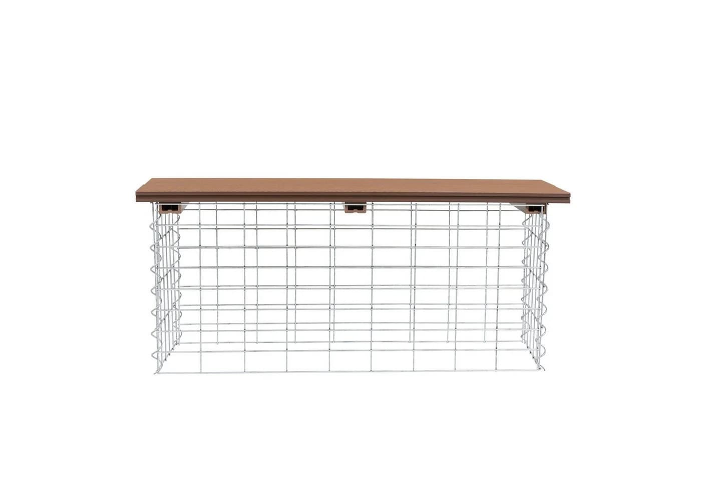 ESTEXO Gabionenbank mit WPC-Sitzfläche Braun