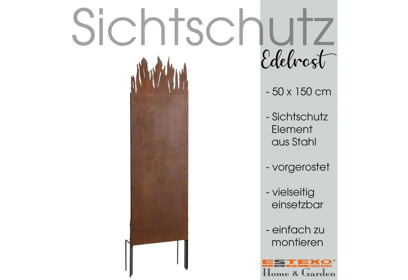 ESTEXO Sichtschutzelement Metall Gartenzaun Sichtschutzwand Edel-Rost
