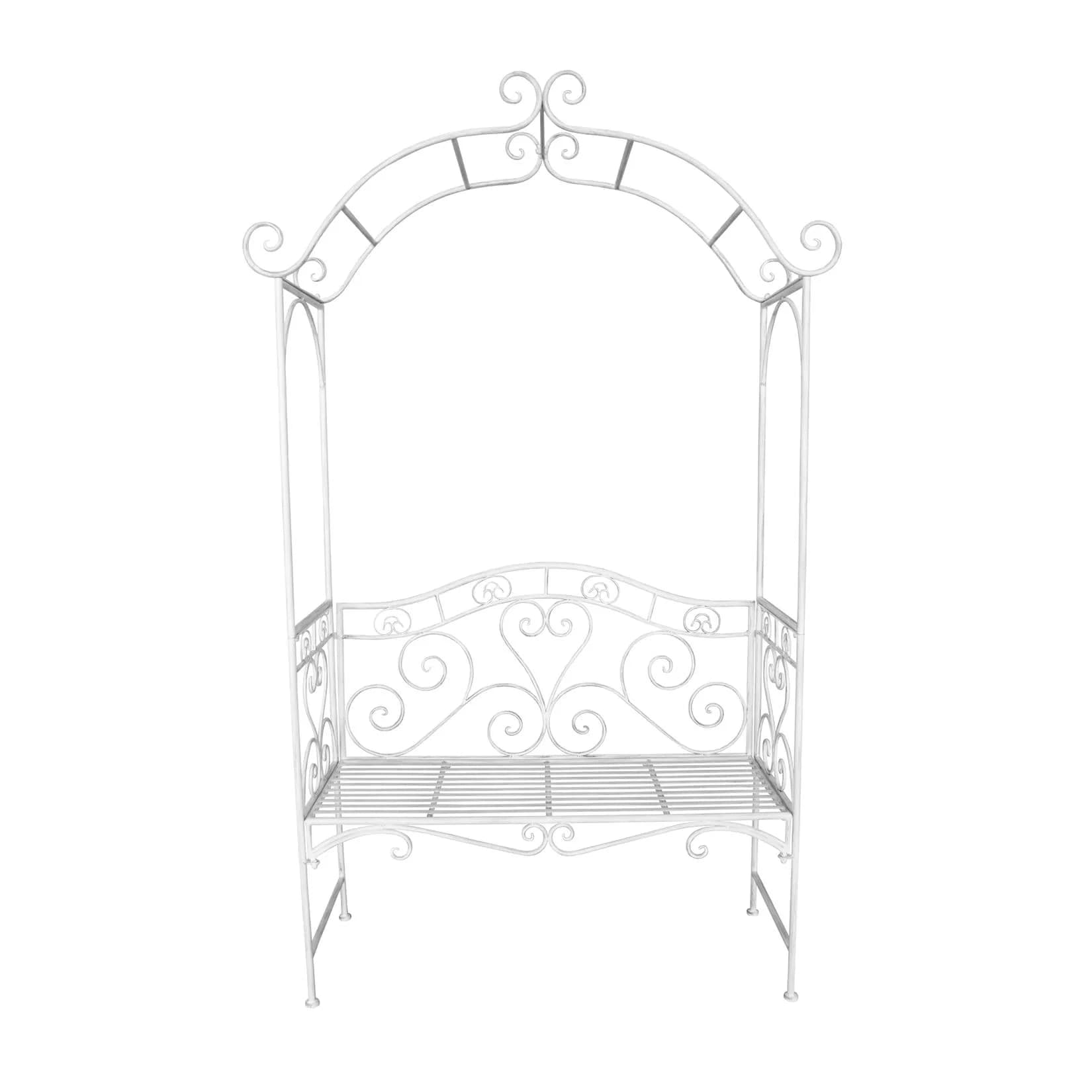 HTI-Living Rosenbogen Gartenbank Weiß Metall Barock