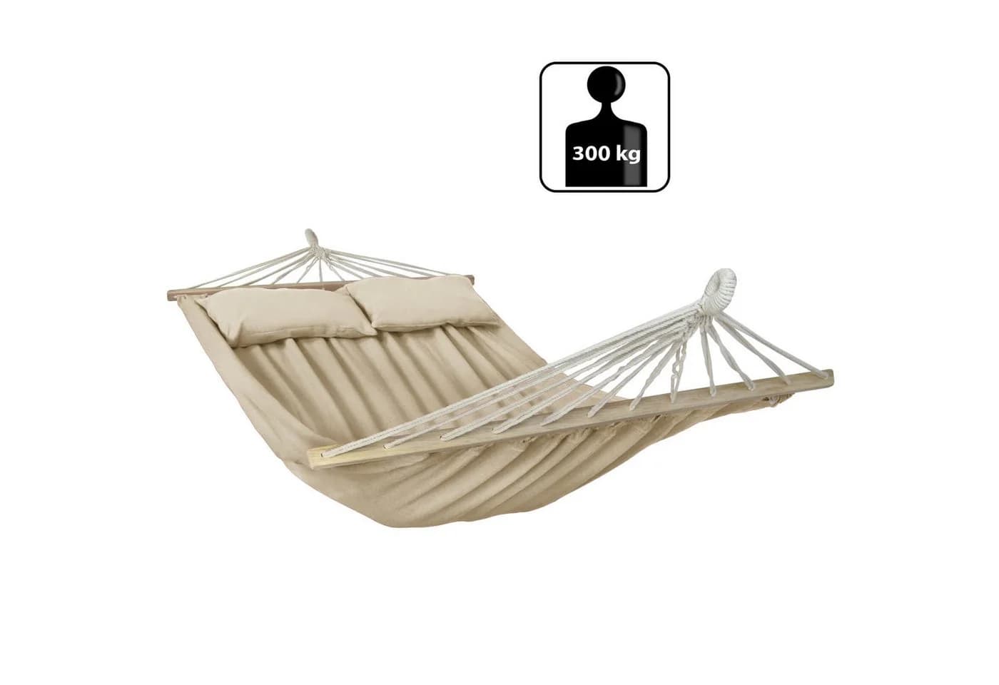 BB Sport Stabhängematte 240x150 cm mit 2 Kissen Beige Poly-Baumwolle
