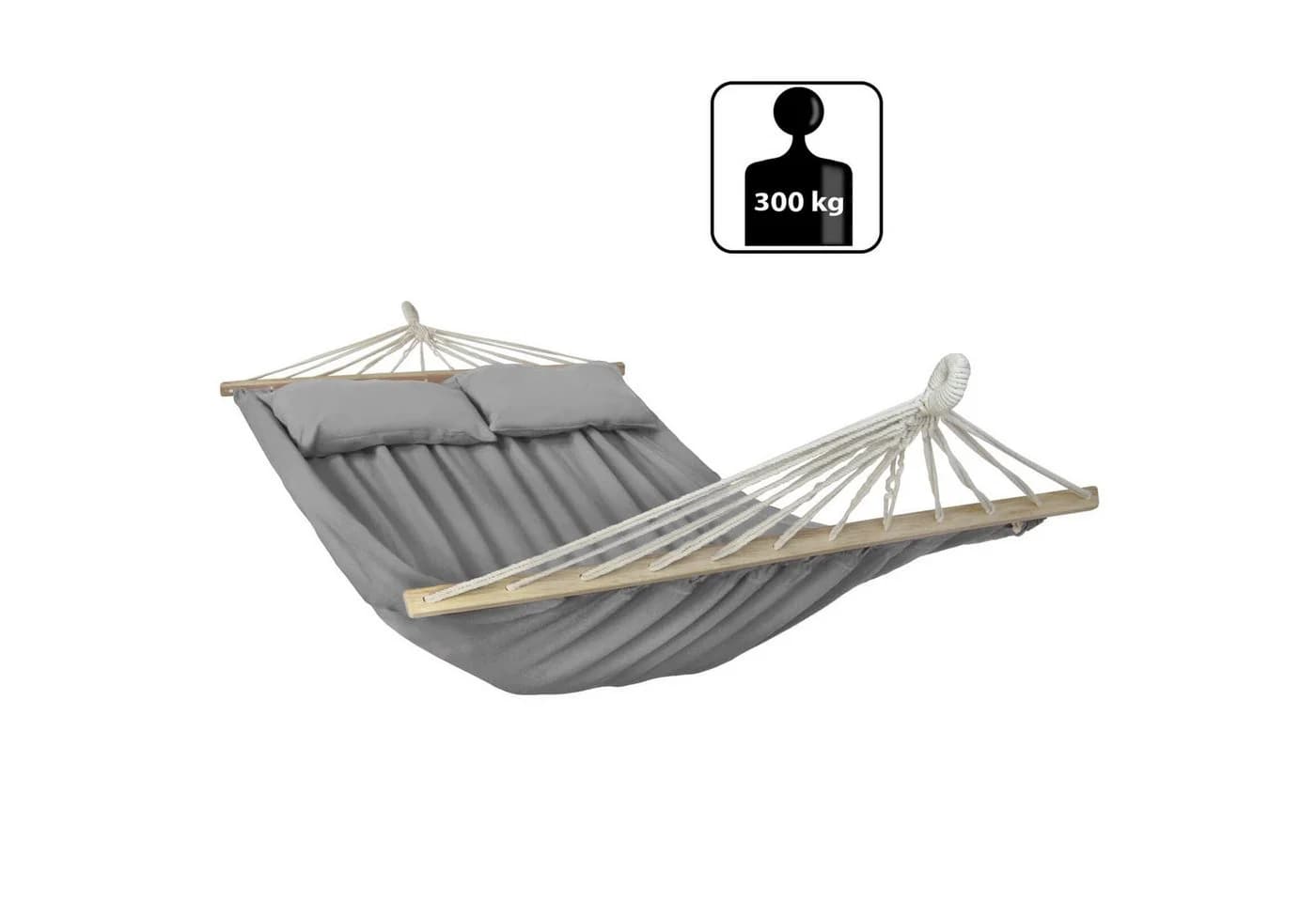 BB Sport Stabhängematte mit Holzstäben & 2 Kissen Grau